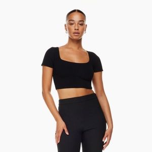 Aritzia Sculpt Knit Squareneck Top - large- black